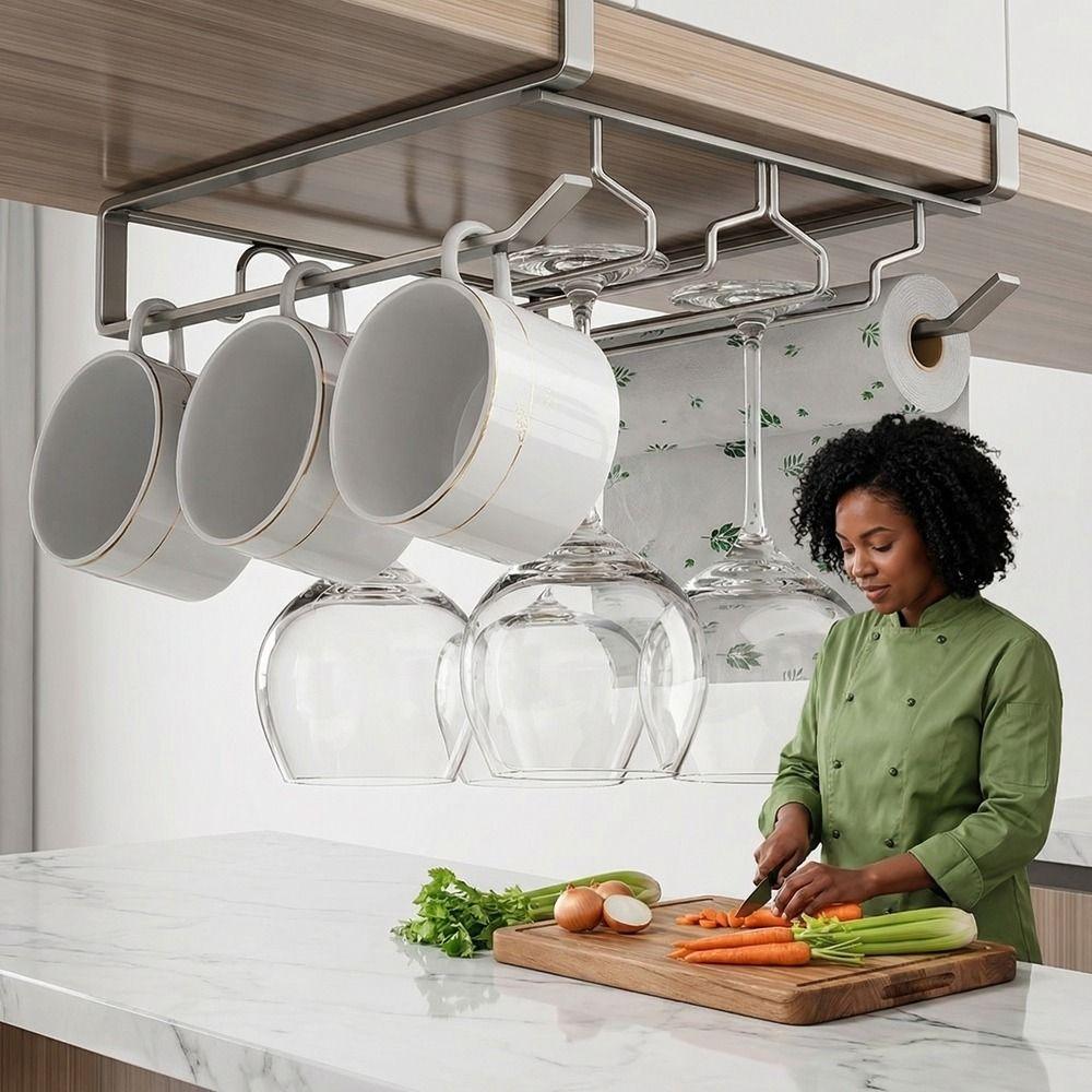 Ventilation Upside Down Shelf Hanging Inverted Goblets Rack Upside Down Wine Glass Holder  Bar