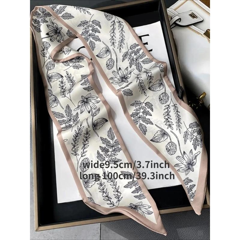 Fashion Print Hair Ribbon Scarf Women Neck Tie Bag Silk Skinny Headscarves Ladies Foulard Floral Bands