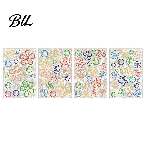 Decorative Window Cling 4 Sheets Rainbow Flower Clings Small Iridescent Prism Renters Decal Sticker Anti-Collision Static PVC Decals for Bird Windows Sets