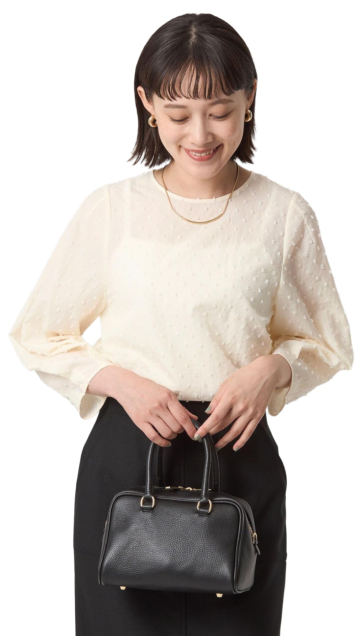 

United Arrows Green Label Relaxing Dot Jacquard Blouse 35111061564 0300 OFF WHITE(03) FREE