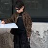Autumn New Boy's All-match Retro Lapel Leopard Print Coat