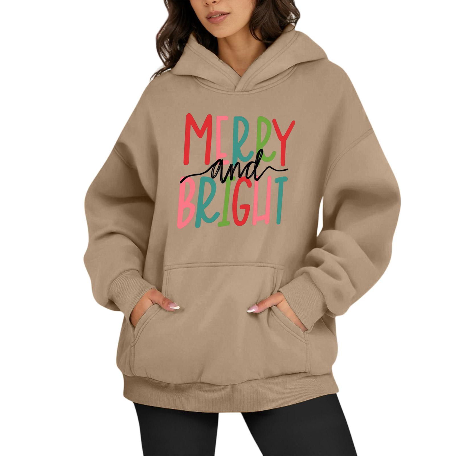Womens Oversized Sweatshirts Fleece Hoodies Long Sleeve Shirts Pullover Fall Clothes With Pocket L