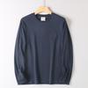 Heavy Industry Letter Embroidery! Autumn Men's Cotton Long Sleeves Shirt Foreign Trade Export Orders Solid Round Neck Bottoming Shirt