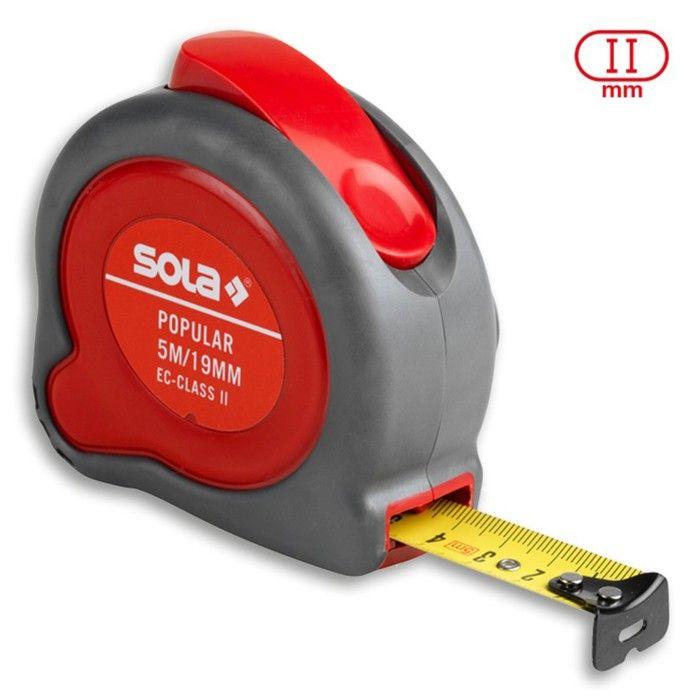 Mètre ruban - SOLA - PP 5 - 5 m - 19 mm - Boîtier plastique antidérapant