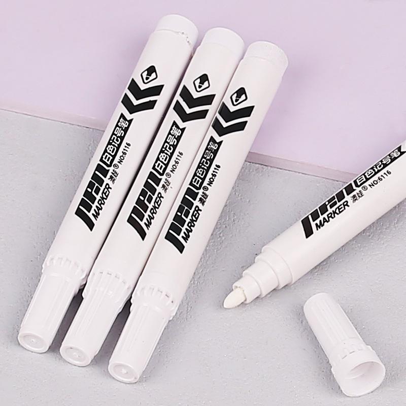 White Waterproof Oil-Based Marker Pen - Fade-Resistant, Non-Erasable, Thick Tip, Large Size, Fast Shipping