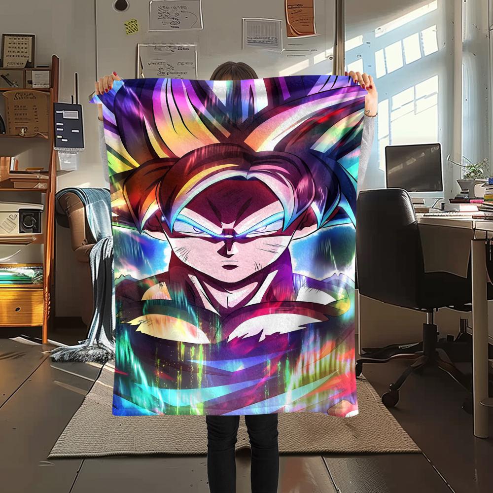 Dragon Ball Poster Druck Flanelldecke, Hohe Qualität, Bequem für alle Jahreszeiten, Heimdekoration, Wärme und Komfort, Perfekt für Weihnachtsgeschenke