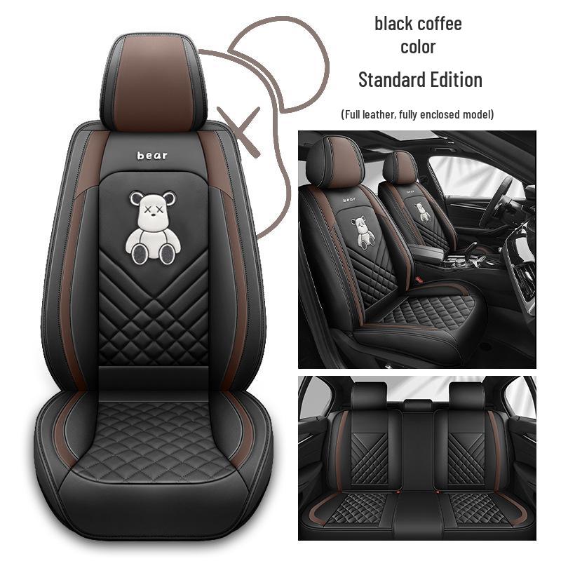Universal Full Coverage Leather Car Seat Cover - Breathable, All-Season Cushion