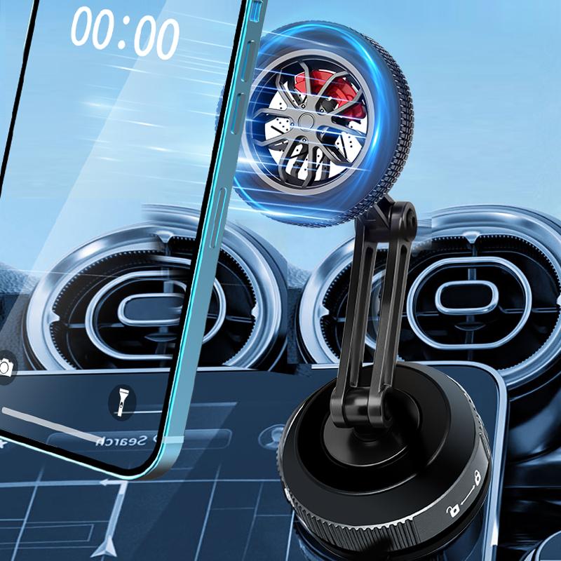 Metal Universal Vacuum Magnetic Car Phone Holder Mount Adjustable Suction Foldable Phone Stand for Mirro Gym Bath Shower Home