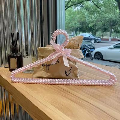 Pearl Beaded Bow Dress Coat Hangers for Adults Saving Space Closet Organizer Wedding Attire Storage Solution