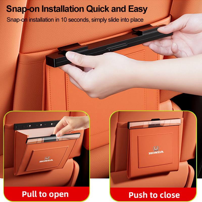 rlbn5 Car Leather Garbage Bag Magnetic Adsorption Seat Back Hanging Storage Bag For Honda Civic FIT CRV Accord Jazz HRV Vezel CRZ CRX