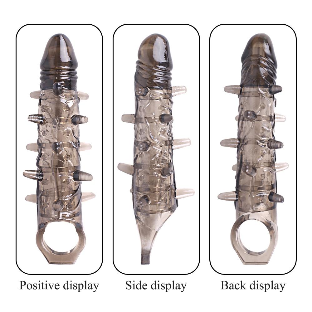 Realistic Penis Sleeve Extender Cock Sleeve with Vibrator Dick Enlargement Delay Ejaculation Reusable Condom Men or Dildo Sex Toys