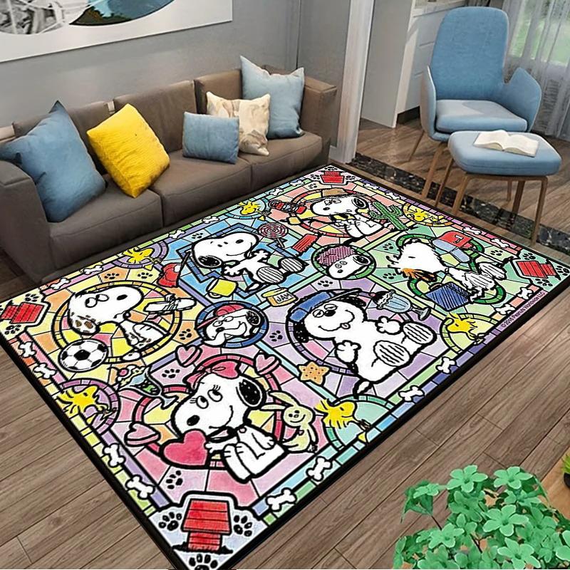 Retro Cartoon Snoopy Kawaii Dog Area Rug 3D Carpet for Living Room Home Decor Large Area Rug Bedroom Rug Non-slip Floor Mat Gift