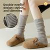 Cotton Pile Sock Set for Women In Winter, White, Warm, Double-needle Leg Coverings, Grey, Spring-autumn Knitted Stockings
