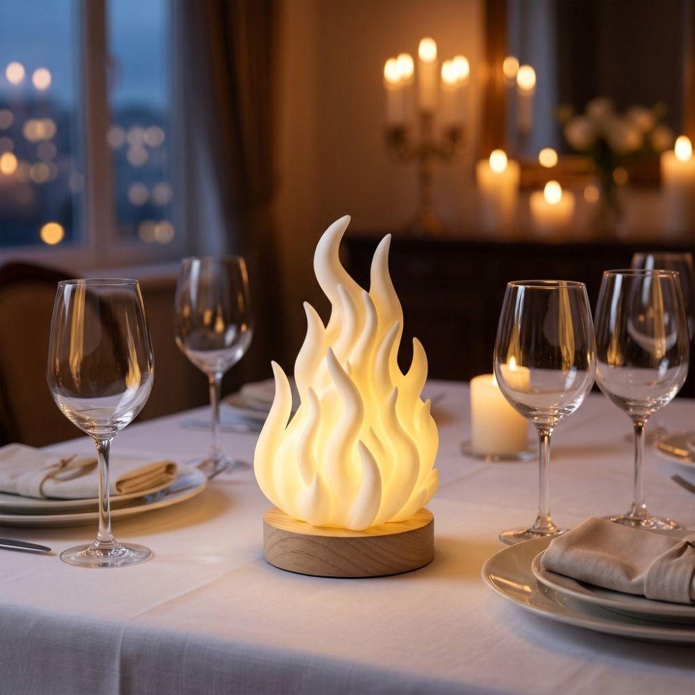 Color Changing Simulation Flame Night Light Creative Bonfire Lamp Gift 3D Printed Light Courtyard