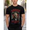Ανδρικό vintage γραφικό t-shirt Enrico Palazzo, βαμβακερό κοντομάνικο με στρογγυλή λαιμόκοψη και ρετρό στάμπα μικροφώνου για casual καθημερινή χρήση