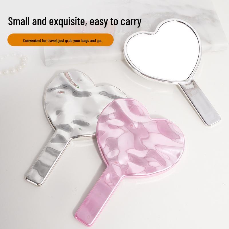 Heart-Shaped Portable Handheld Makeup Mirror - Cute, Exquisite, and Easy to Carry
