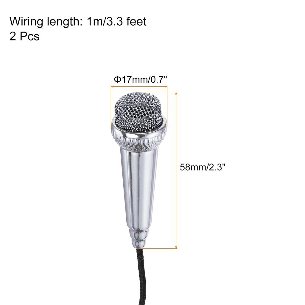 Uxcell Mini for Phone Recording and Video Silver Pack of 2 Microphone, Portable, Recording, Laptop, Gray,