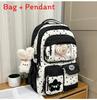Fresh Color Block Backpack With Nylon For School Girls