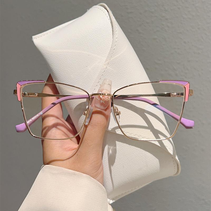 Oversized Cat Eye Glasses Women New Stylish Vintage Blue Light Blocking Eyewear Fashion Design Decorative Eyeglasses