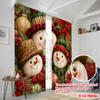 2pcs,2D Plane Printing Pattern Curtains Christmas Snowman3 Polyester (without Rod) Decorations For Home for Bedroom, Living Room