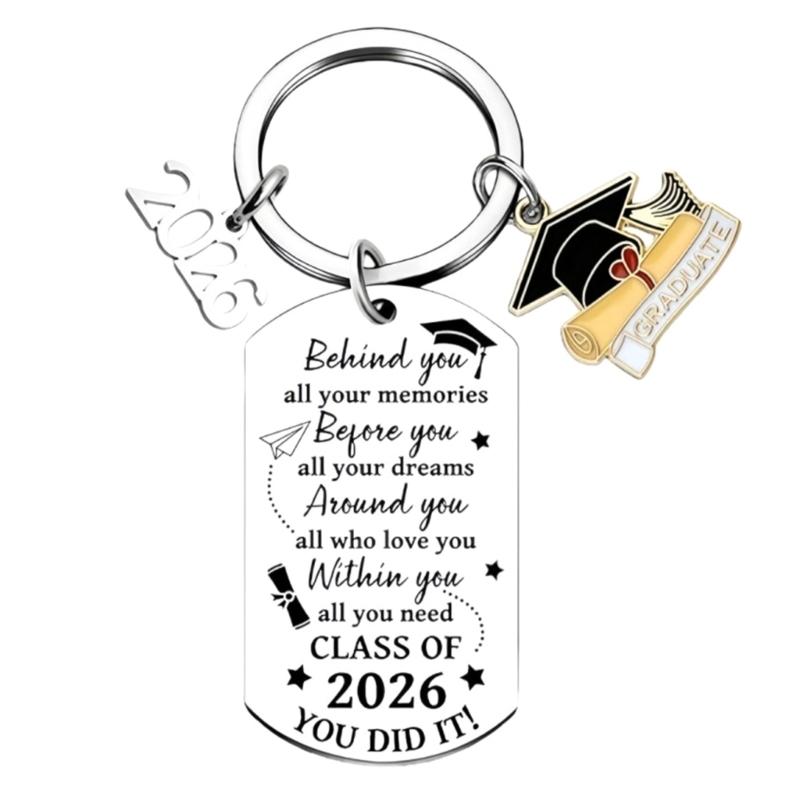 

Stainless Steel Graduation Cap Keychain Bag Decoration For 2026 Commencement Academic Keepsake Graduation Gift