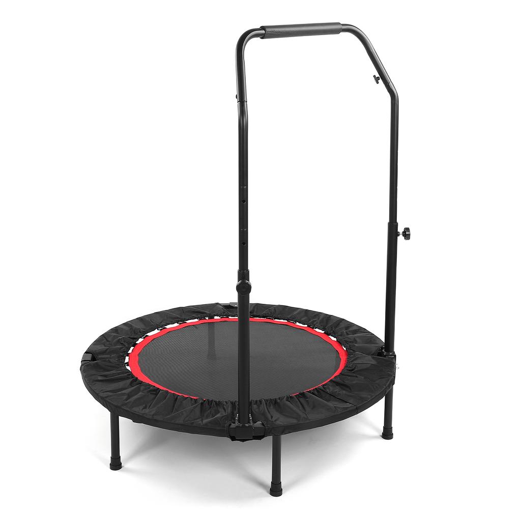 Foldable Trampoline with Adjustable Handle 3 Height Levels for Kids Adults Fitness Indoors Outdoors Black Red 40inch