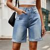 Pantaloncini casual in denim strappato alla moda da donna