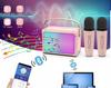 Portable Karaoke Kit With Speaker And Microphones For Children With Different Voices And Led Lights