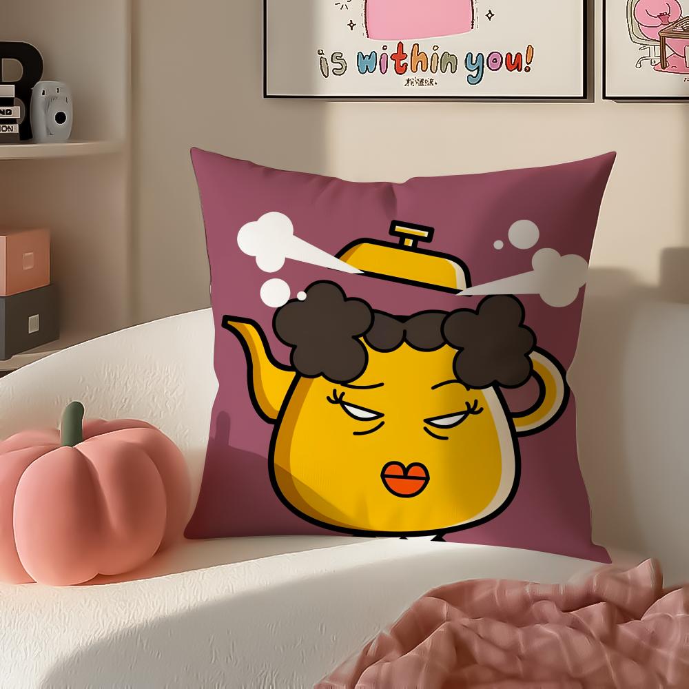 Funny Cartoon HHAPPY FATHER HAPPY SON Cushion Cover Pillowcase Short Plush Invisible Zipper Room Sofa Cushion Cover