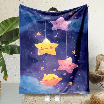 Macaron Color Scheme Design Pattern Flannel Printed Blanket Suitable for All Seasons Suitable for Living Room Office Sofa Travel