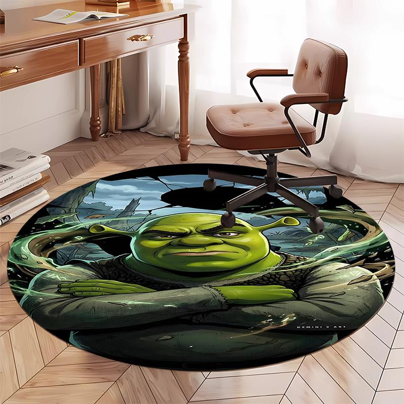 Shrek Baskılı Yuvarlak Halı Kilim Sandalye Halısı Alan Halısı Giriş Kapı Paspasları, Ofis Sandalyesi Oturma Odası Yatak Odası Mutfak Odası İçin.