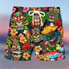 Men's Mask Flower / Plants Swimming Trunks Board Shorts Swim Shorts Mid Waist Hawaiian Ethnic Boho Casual