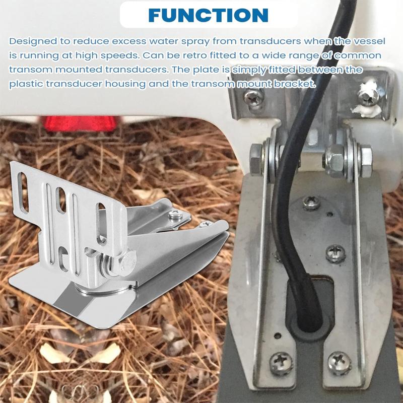0101200611 Heavy Duty Transom Mount with Spray Sheild Compatible 4Pin, 8Pin 12Pin Watercraft Parts Transducer - Silver
