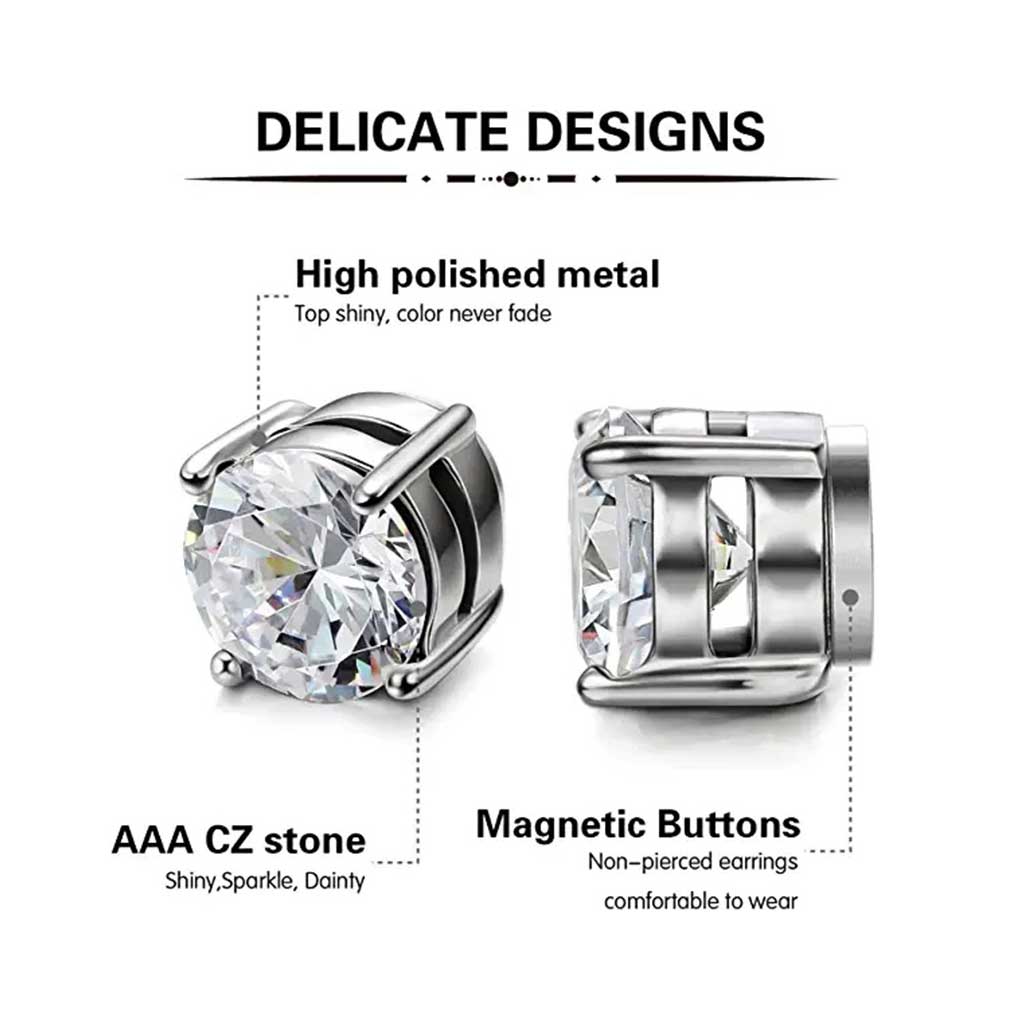 4pcs 8mm Earrings Punch-free Classic Zircon Stud Exquisite Fashion Shinny Rustproof Earwear Ear Pendant for Men