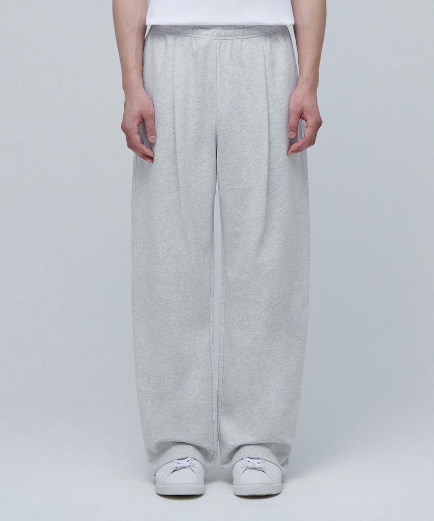 MUSINSA STANDARD One-Pleat Wide Lounge Sweatpants [Melange Light Grey]