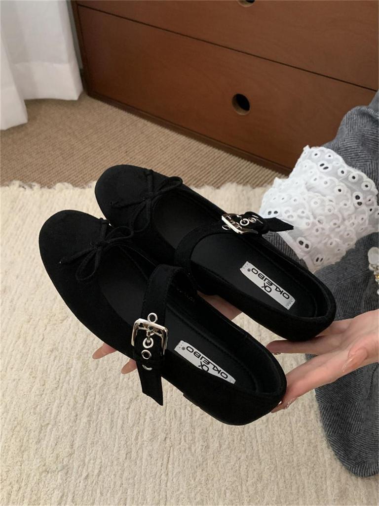 Fashion IPPEUM Velvet Ballet Flats Round Toe Buckle Mary Jane Shoes 2025 New Summer Ballerinas Zapatos Mujer