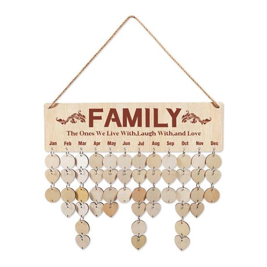 

Wooden Family Birthday Reminder Calendar Board Wall Hanging DIY Birthday Tracker Plaque with 50 Tags Gift for Mom Grandma F