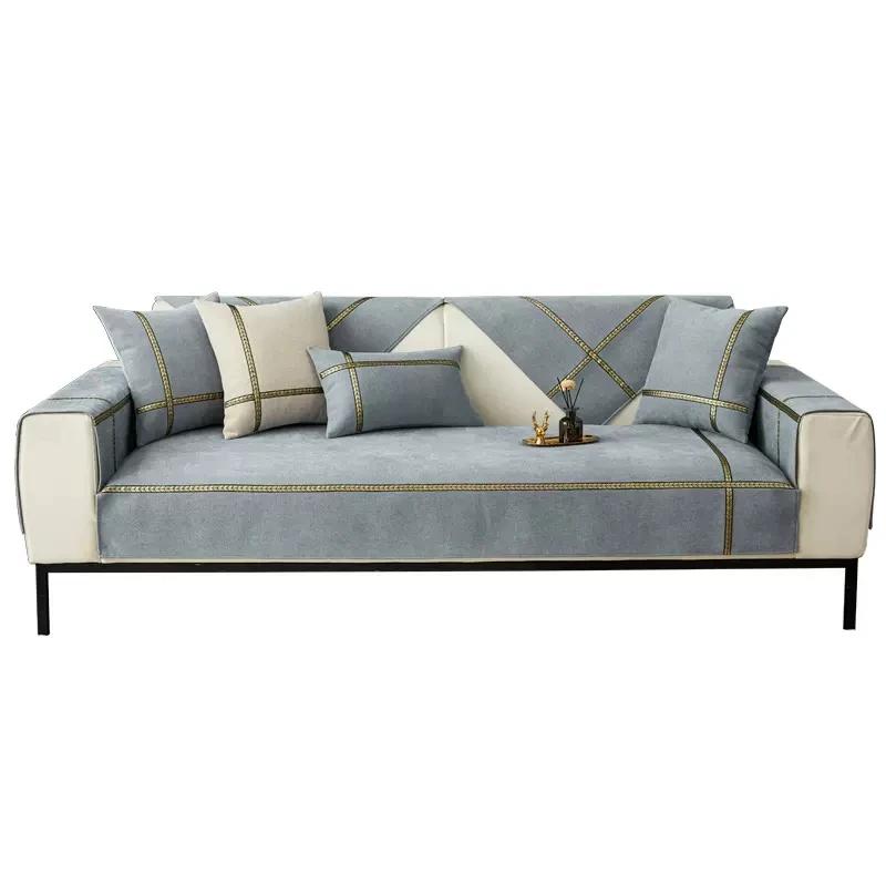 Potah na pohovku žinylkový Zlatá pšeničná řada Protiskluzový potah Šedá barva Hotelová restaurace Potah na pohovku s Phnom Lem Home