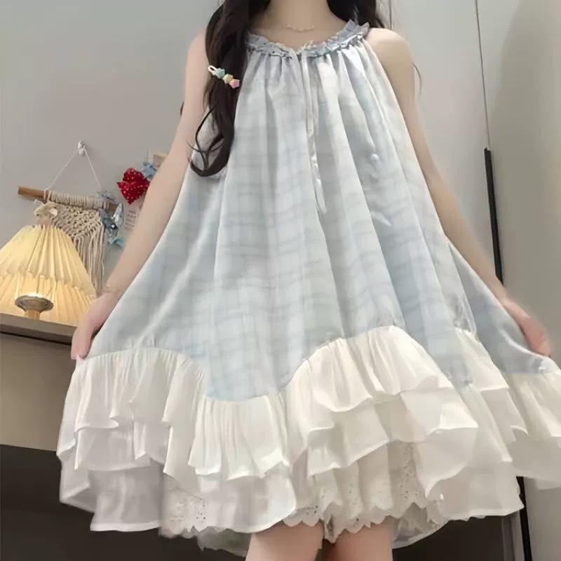 Modna w 2025 roku letnia sukienka dla dziewczynki w kratę patchworkową - Super stylowa i piękna