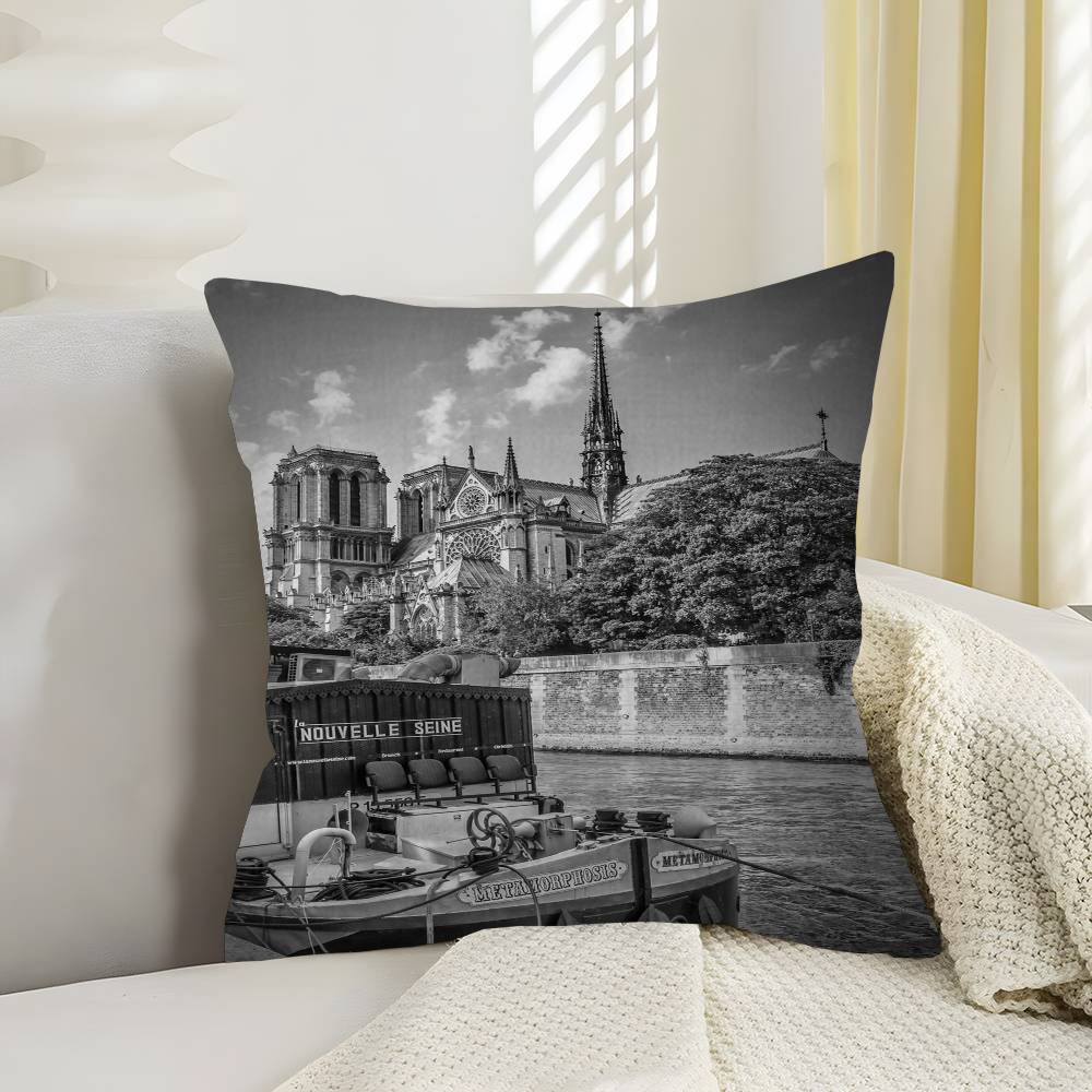Black And White City Art Pillow Cushion Cover Pillowcase Living Room Sofa Home Decor Customized