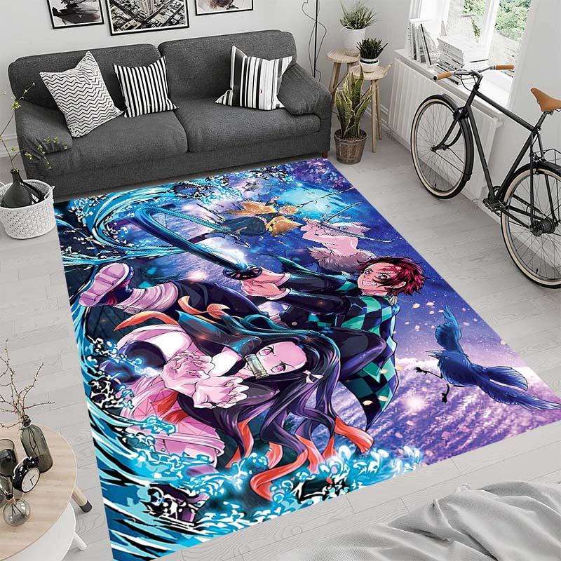 Anime-themed Kamado Nezuko Kimetsu No Yaiba Rug, Suitable for Playrooms, Bedrooms, Living Rooms, Sofas, and Other Home Décor;