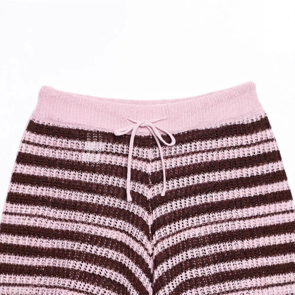 TAOP&ZA Women's Summer Commuter Knitted Shorts Set with Turn-Down Collar and Short Sleeves