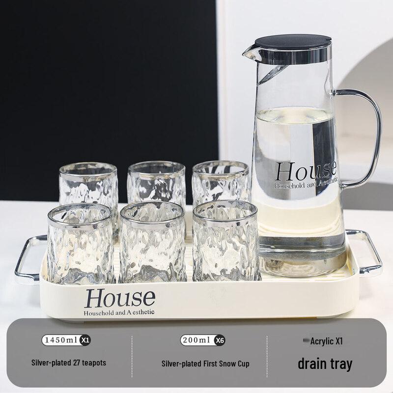 QW Stylish Glass Water Cup and Jug Set