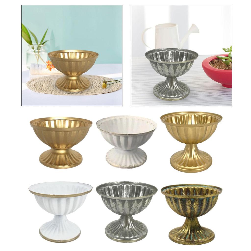 French Urn Planter Classic Metal Basin Plant Vase Flower Holder Decorative Vase for Home Wedding Dining Table Cafe Bedroom