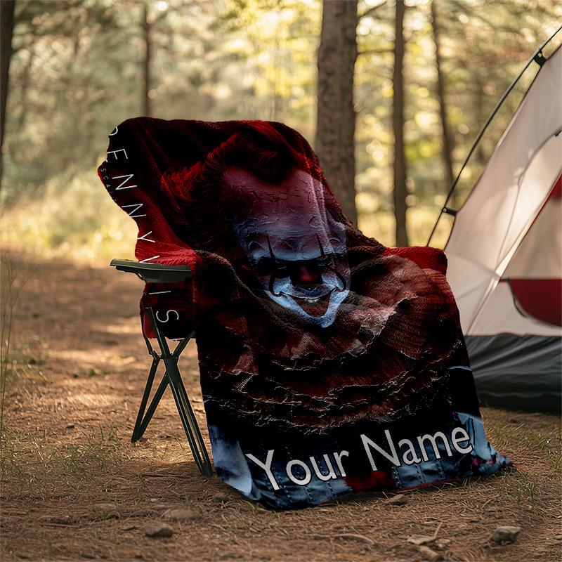 Customizable Pennywise Throw Blanket – Personalized Name, All-Season Cozy Snug Blanket, Machine Washable, Personalized Blanket
