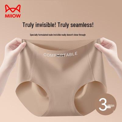 Maoren Women's Ice Silk Seamless Briefs 3-Pack