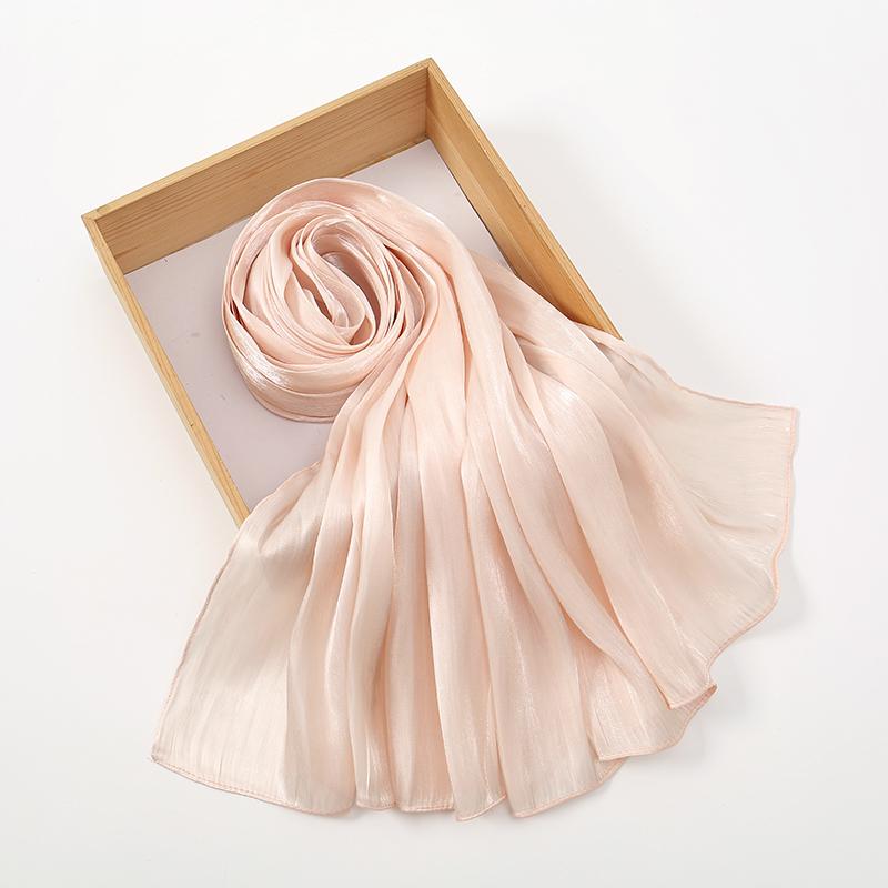 Premium Shimmer Silk Satin Hijab Scarf Women Luxury Solid Color Plain Hijab Shiny Shawl Silk Feeling Stain Wraps Shiny Stoles