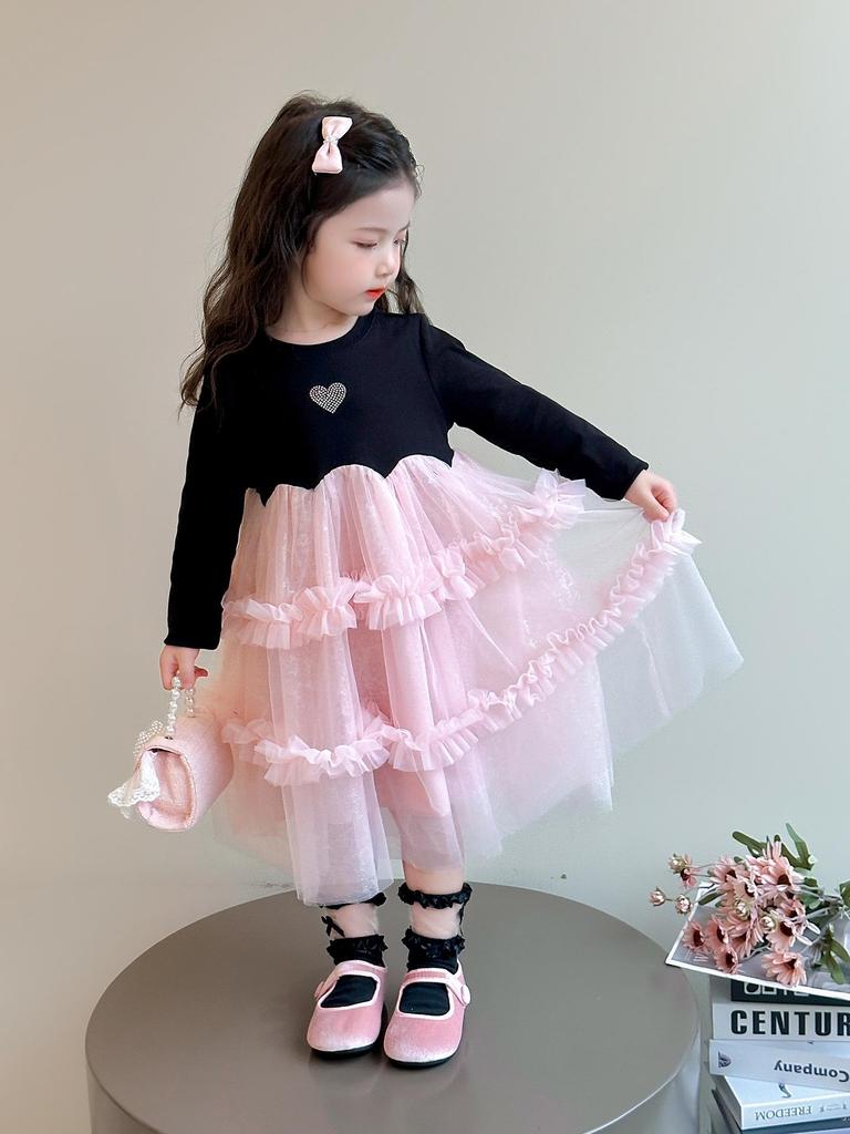 Autumn 2025 Cute Long Sleeve Gauze Dress for Little Girls - Stylish Princess Design
