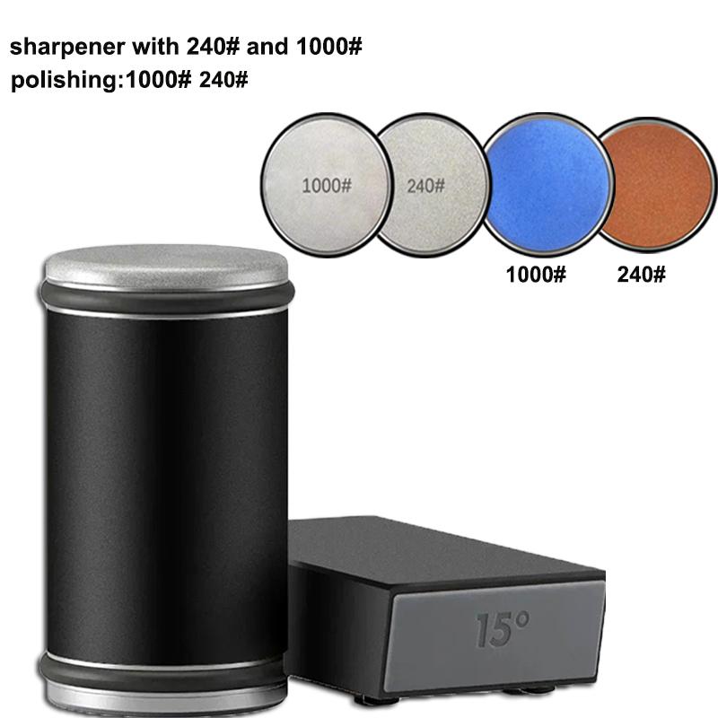 Rolling Knife Sharpener Kitchen Manual Knife Sharpening 15° Degrees Angle Roller Knife Whetstone Ceramic Roller Knife Whetstone