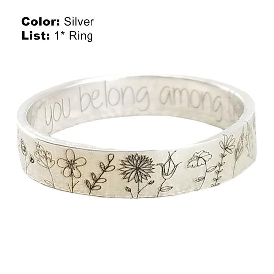 Finger Ring Flowers Lovers Pattern Exquisite Dandelion Lettering Ring for Dating